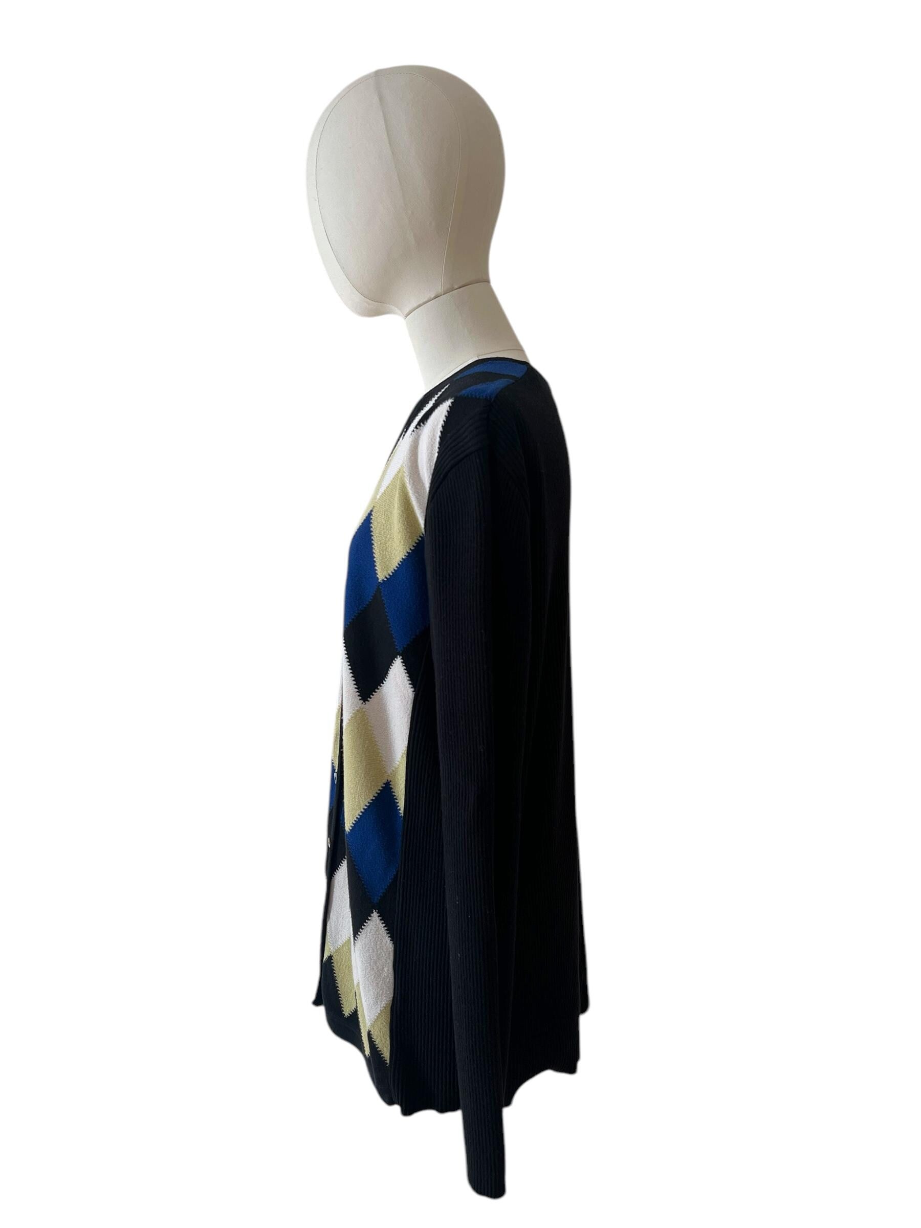 Cardigan vintage con classico motivo a rombi