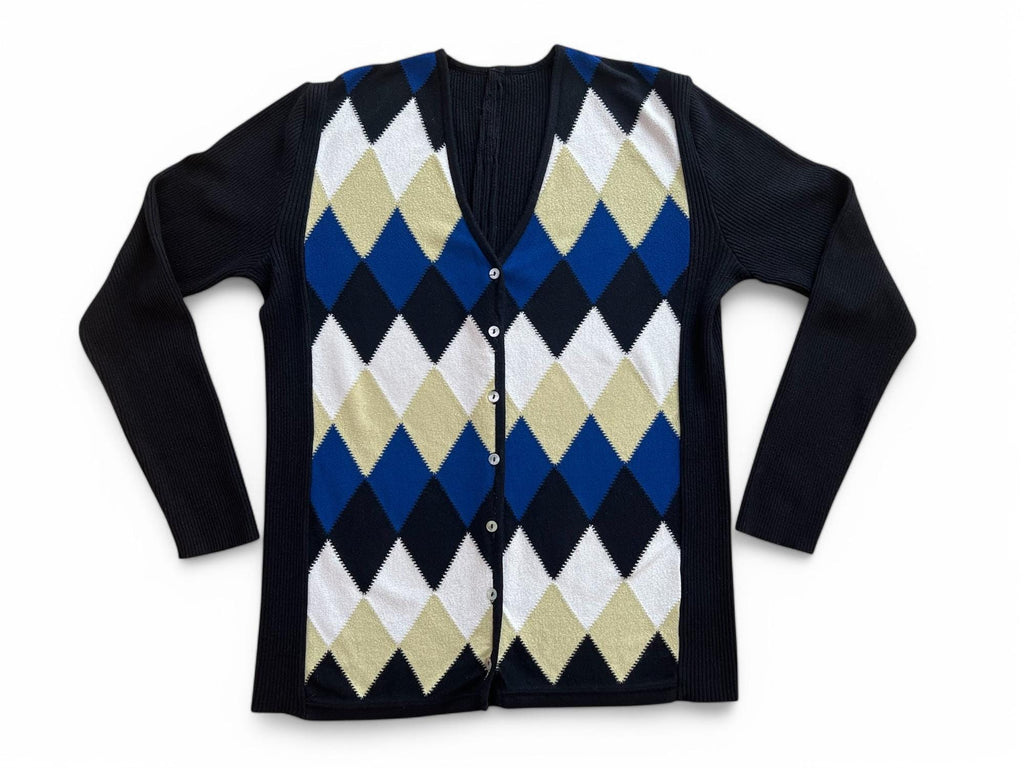 Cardigan vintage con classico motivo a rombi