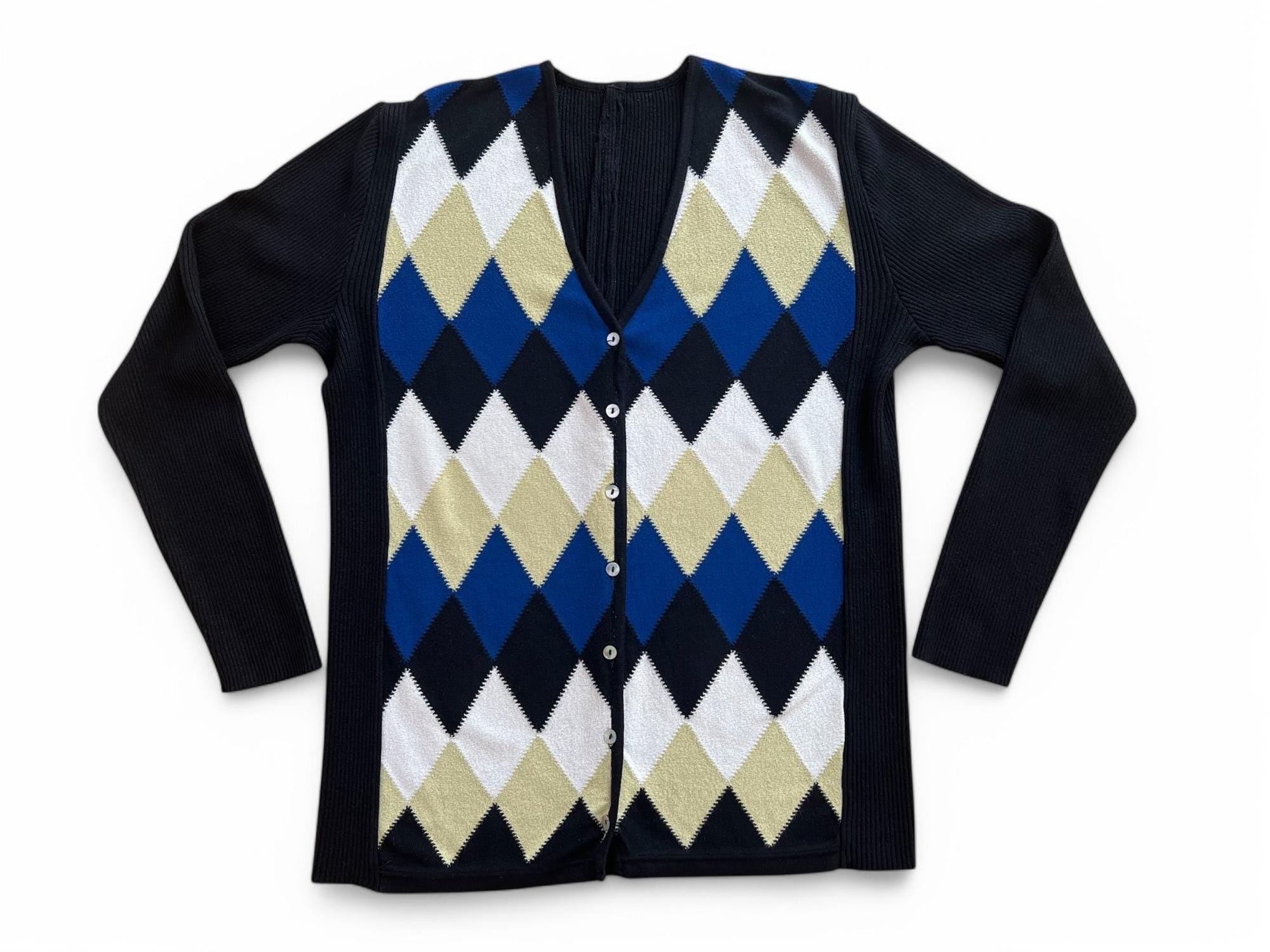 Cardigan vintage con classico motivo a rombi