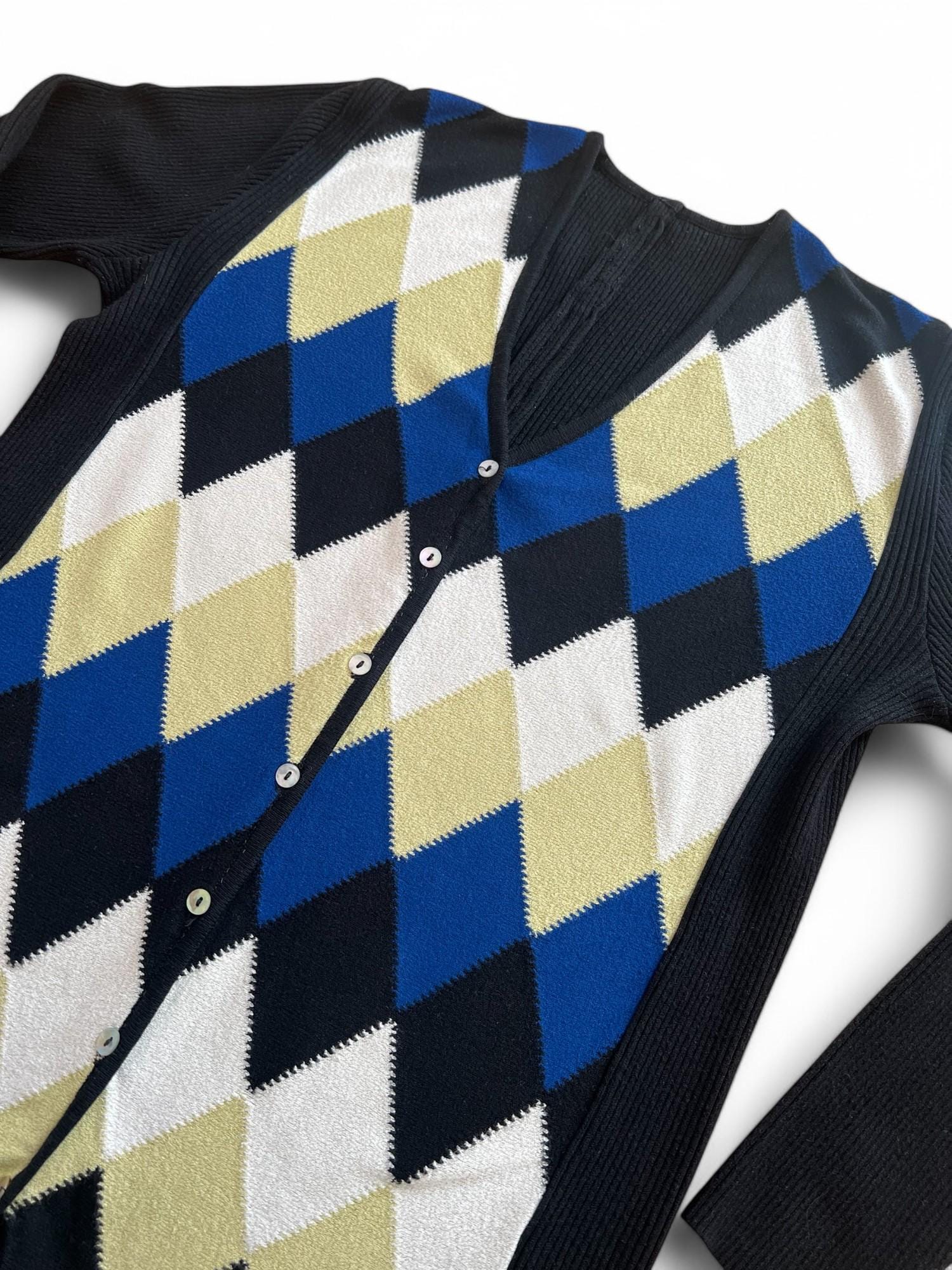 Cardigan vintage con classico motivo a rombi