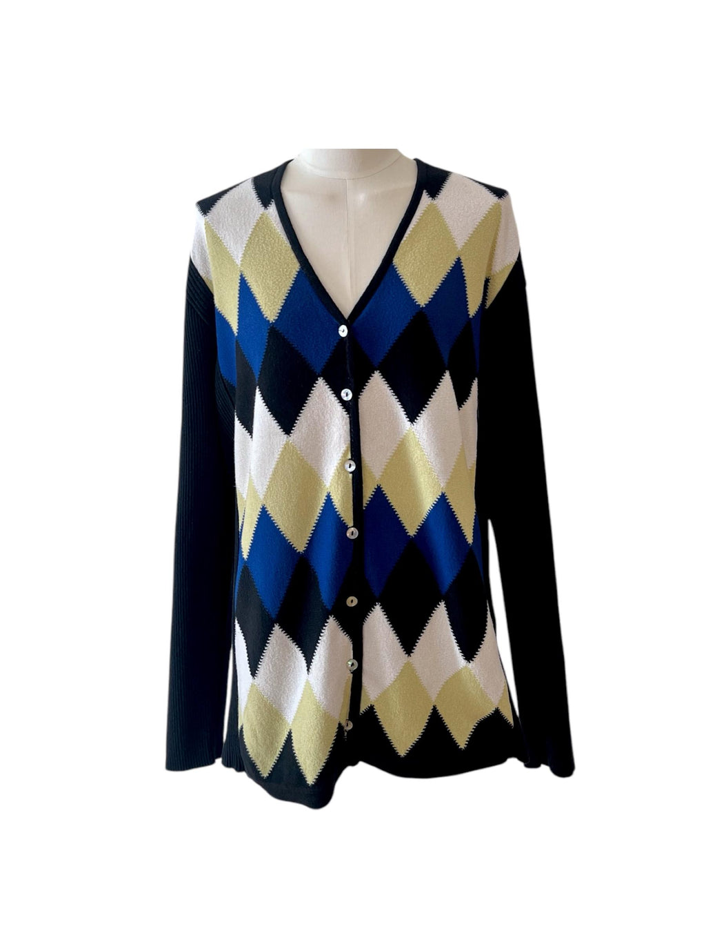 Cardigan vintage con classico motivo a rombi