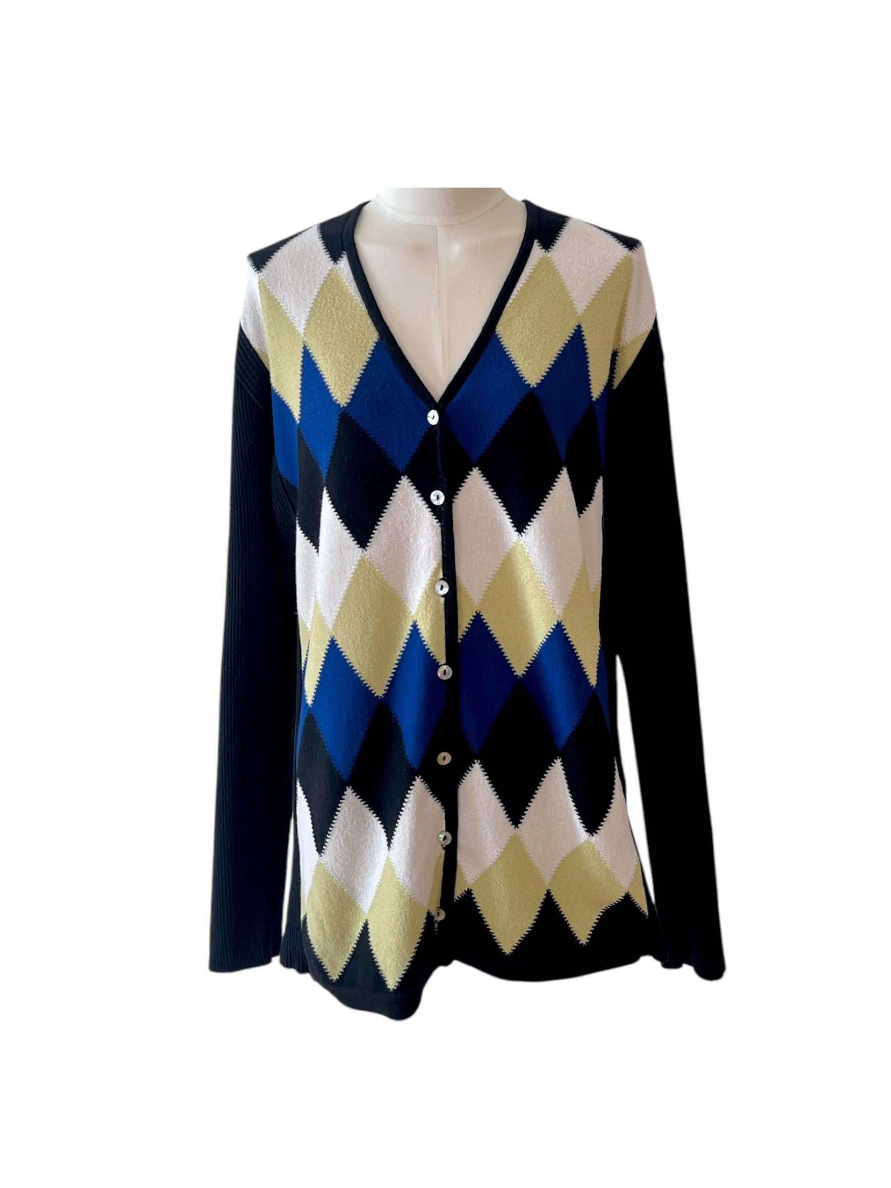 Cardigan vintage con classico motivo a rombi