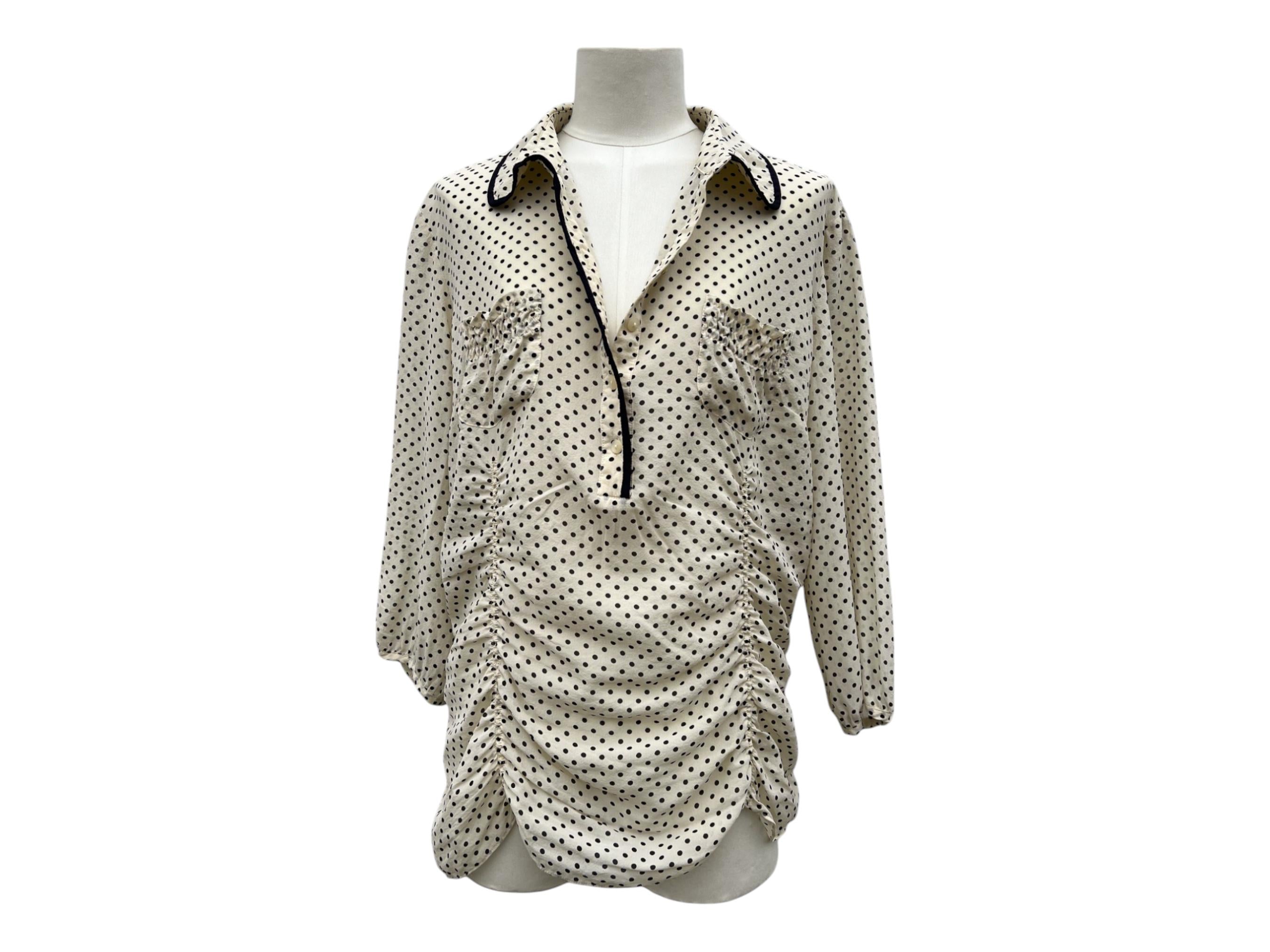 Camicia vintage di seta colorata a pois