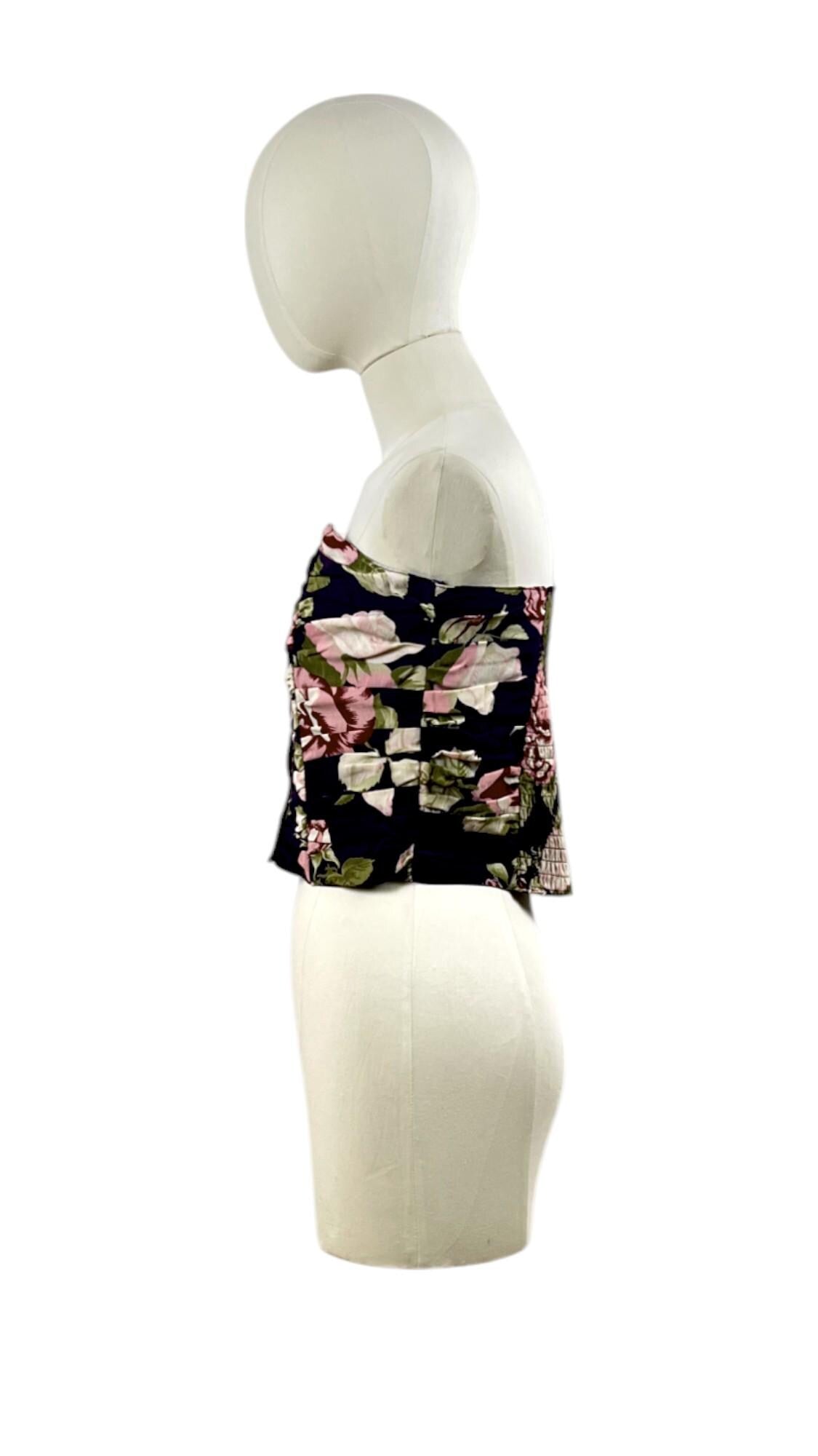 Corsetto vintage viola con motivo floreale