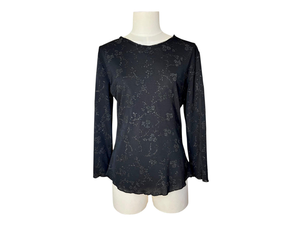 Made in Italy - Maglia vintage anni 2000 con motivo floreale lucente