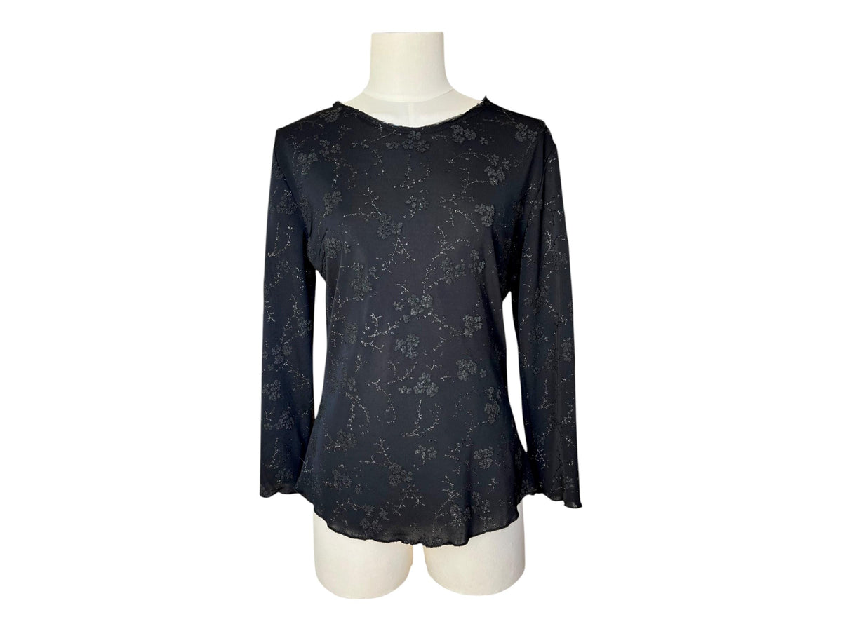Made in Italy - Maglia vintage anni 2000 con motivo floreale lucente