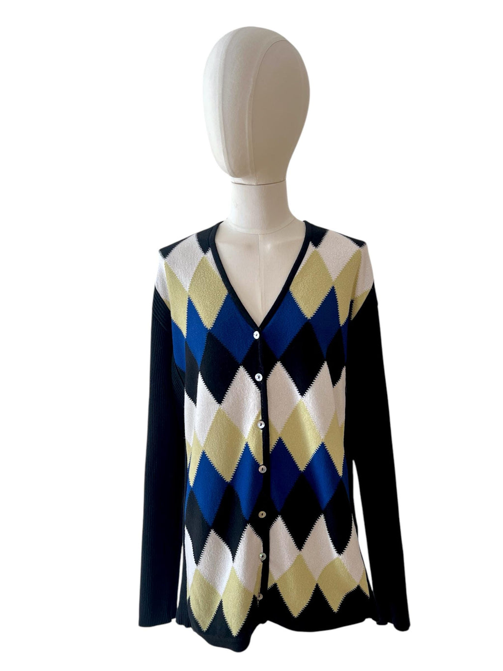 Cardigan vintage con classico motivo a rombi