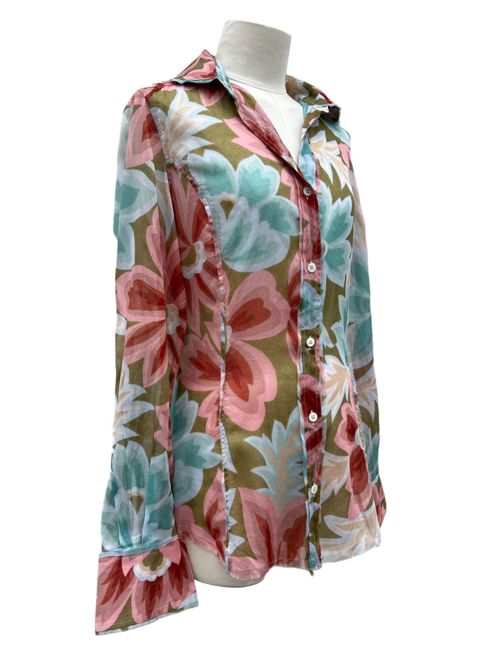 Camicia con pattern floreale rosa e azzurro