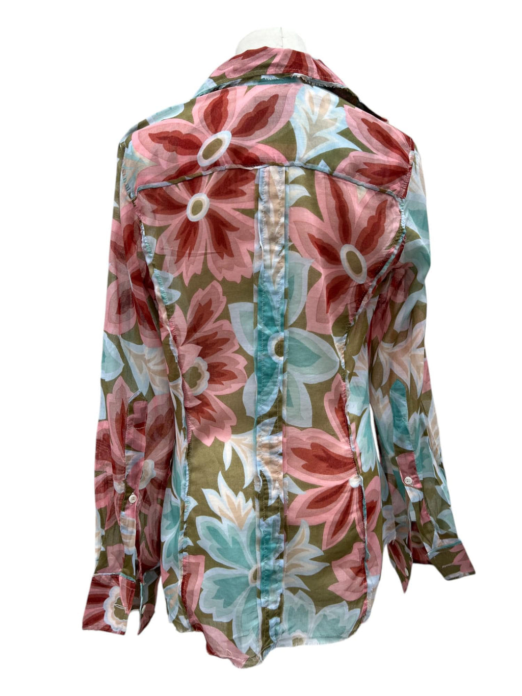 Camicia con pattern floreale rosa e azzurro