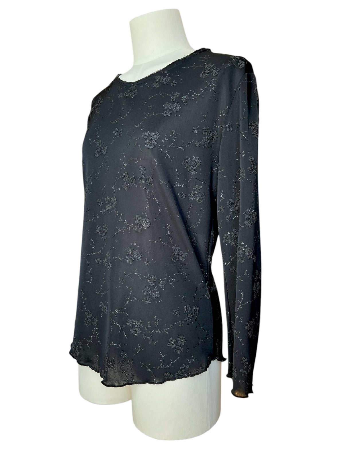 Made in Italy - Maglia vintage anni 2000 con motivo floreale lucente