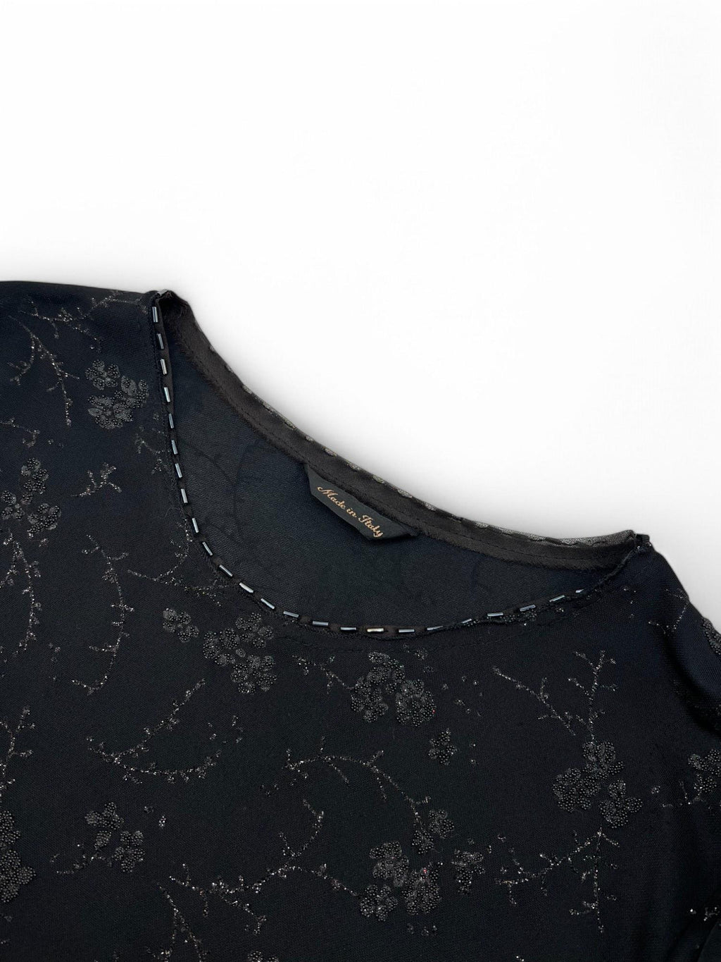 Made in Italy - Maglia vintage anni 2000 con motivo floreale lucente