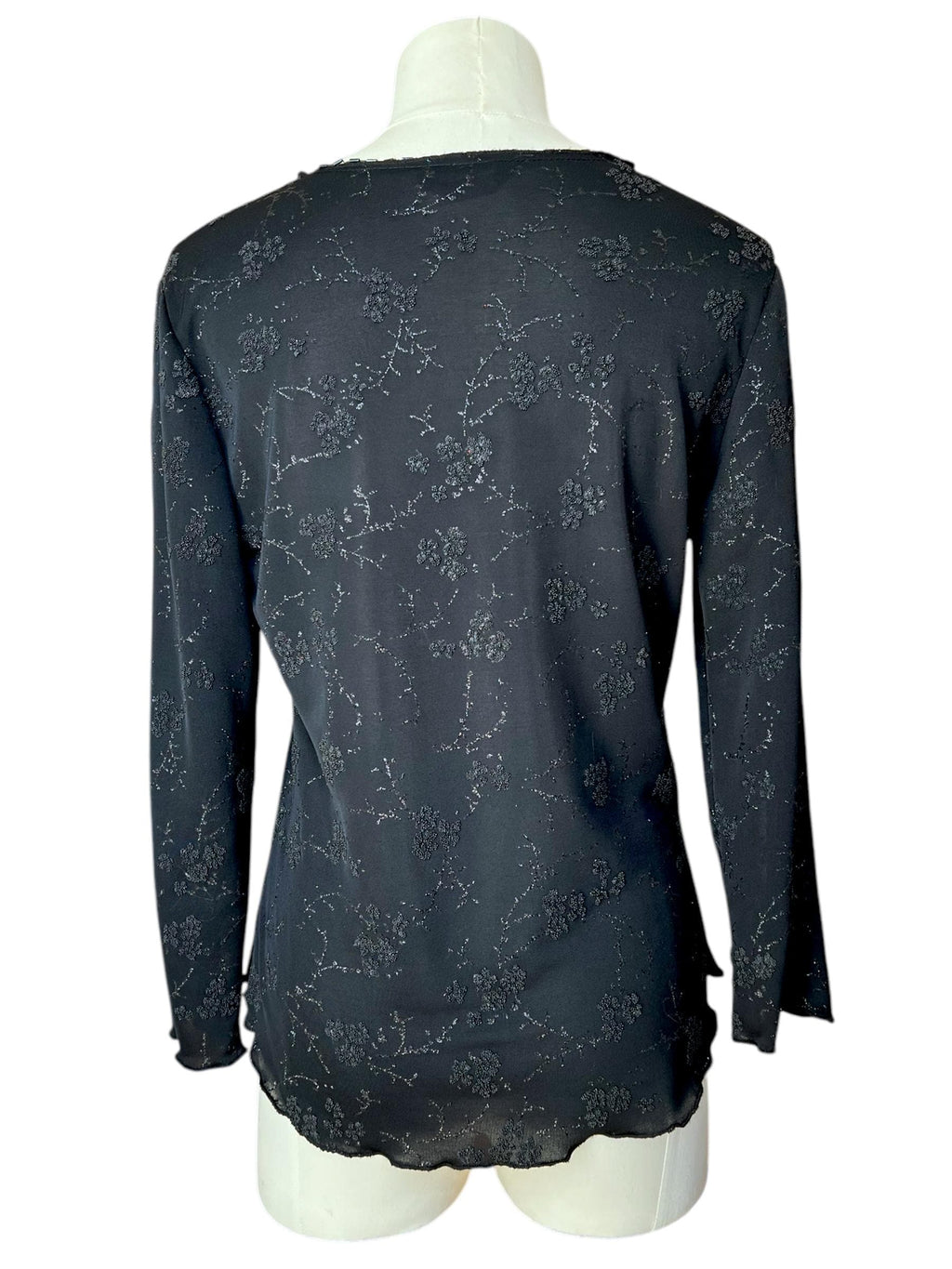 Made in Italy - Maglia vintage anni 2000 con motivo floreale lucente