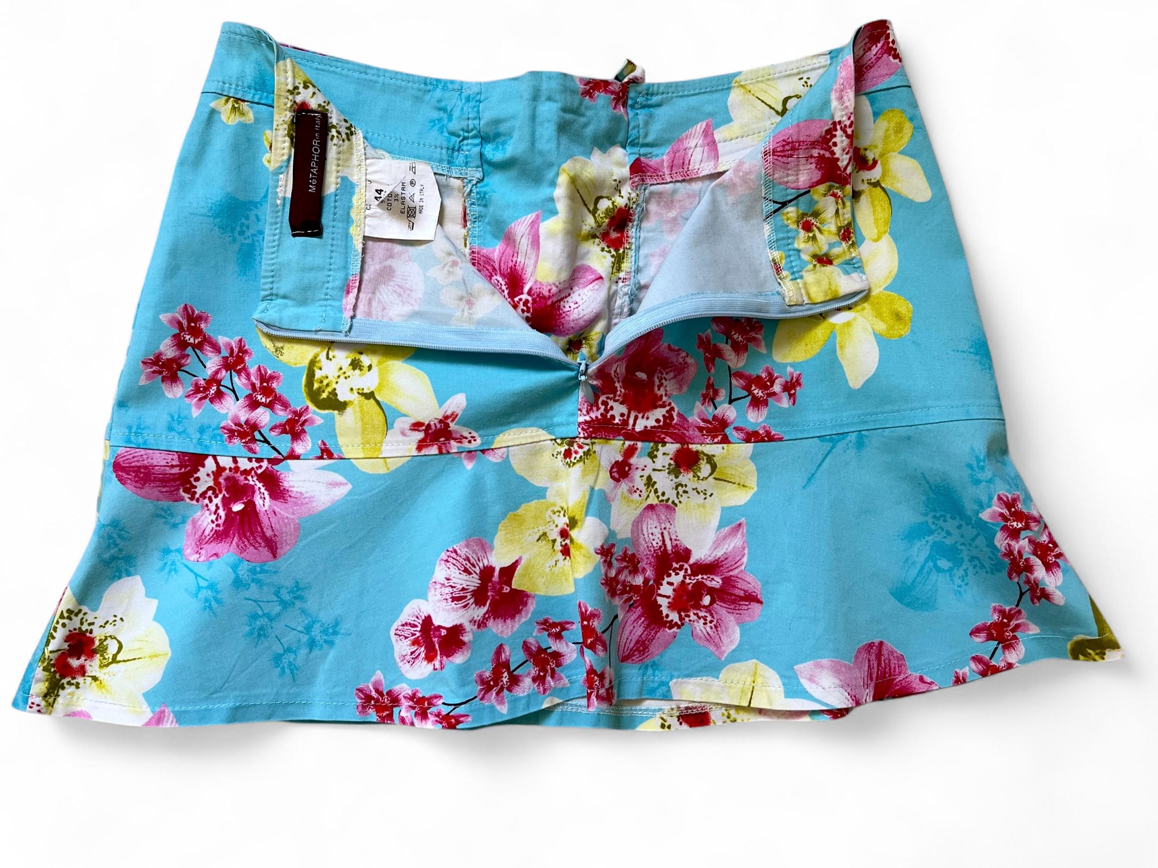 Minigonna Vintage Floreale con Lacci Frontali