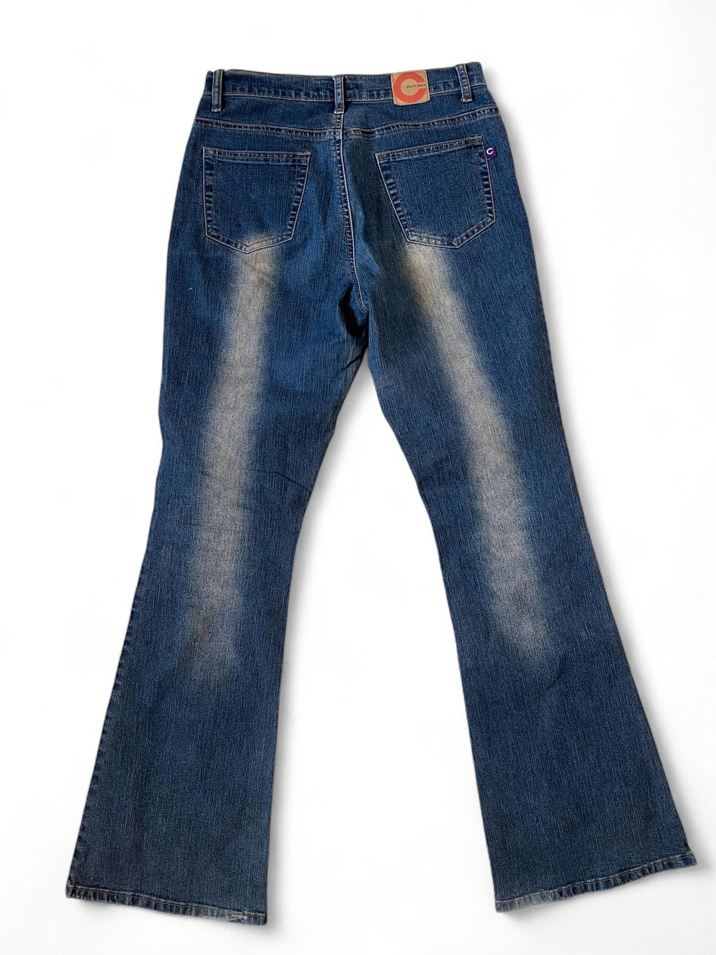 Jeans con gambe ricamate con pietre e perline