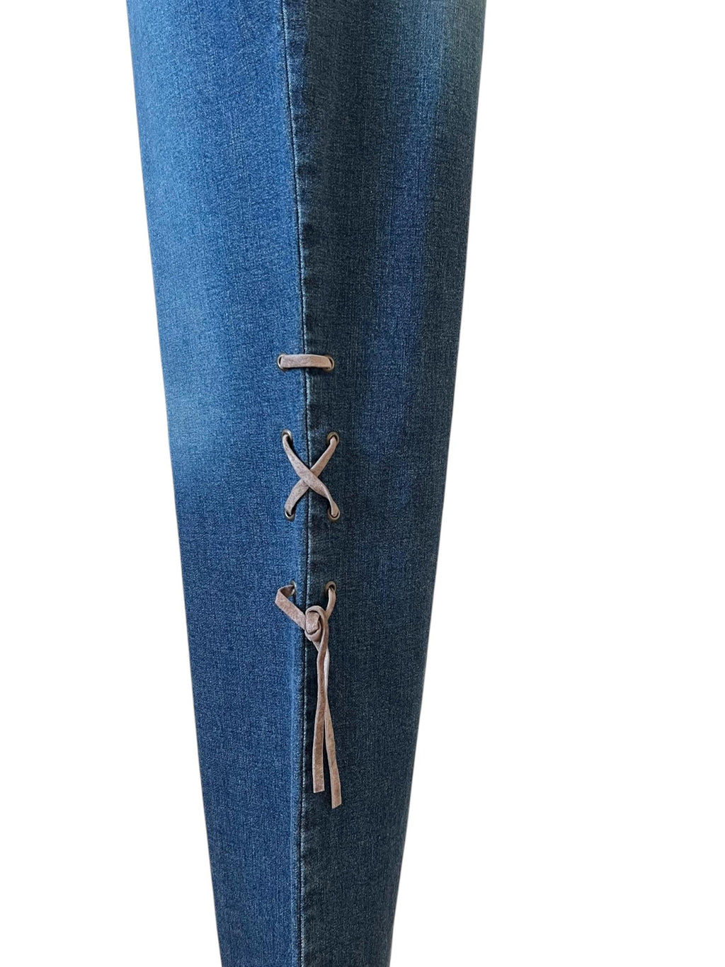 Jeans Vintage in Denim Blu con Laccio Laterale
