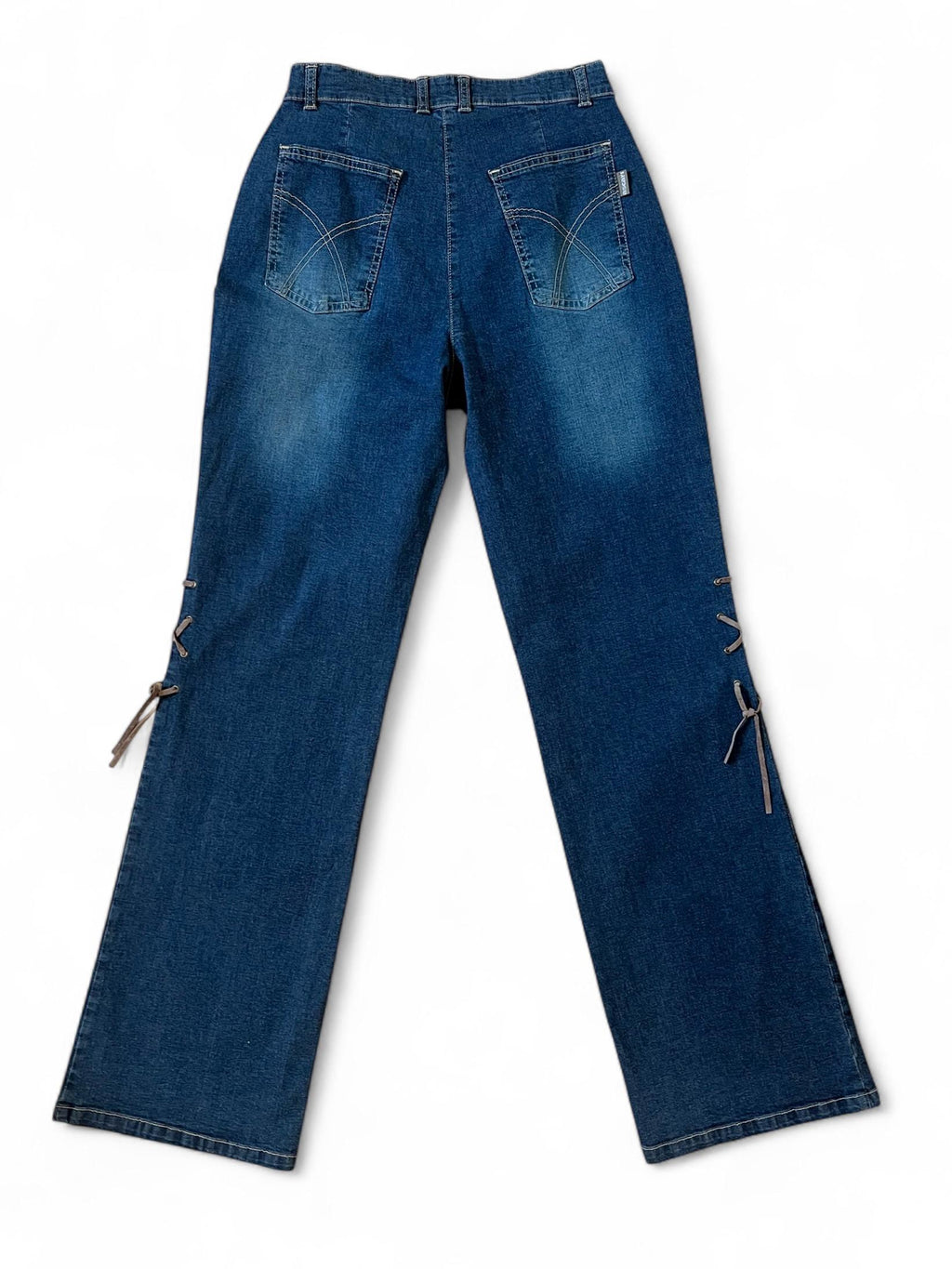 Jeans Vintage in Denim Blu con Laccio Laterale