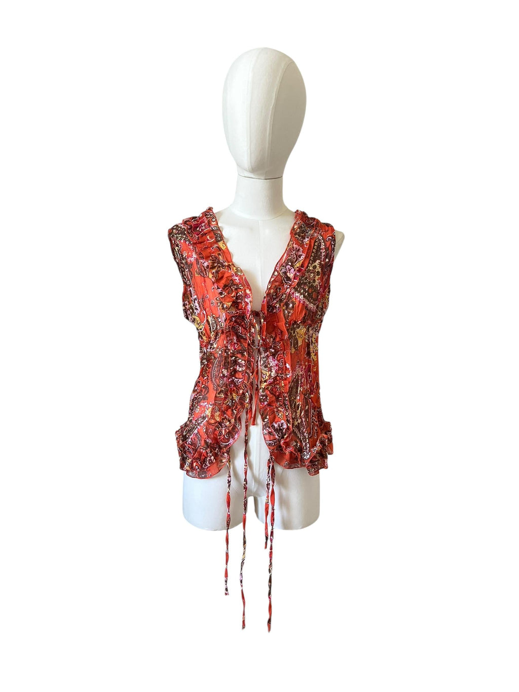 Camicia con ruffles stampata