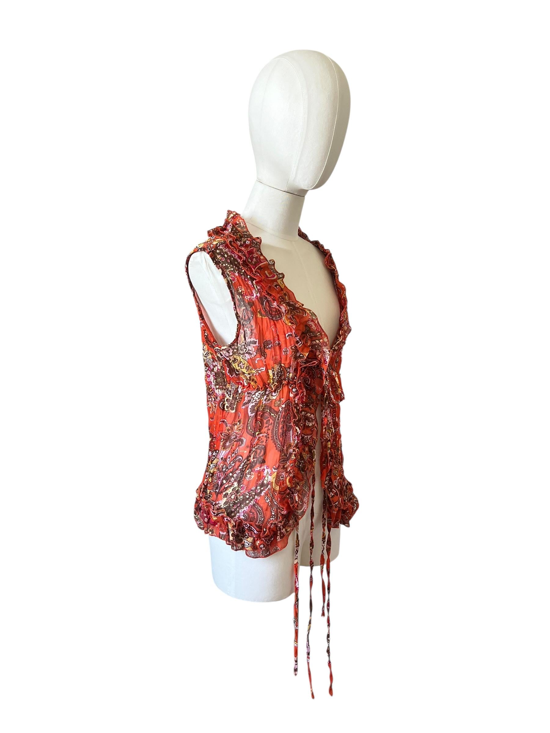 Camicia con ruffles stampata