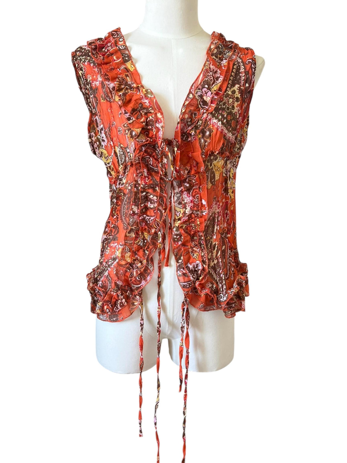 Camicia con ruffles stampata