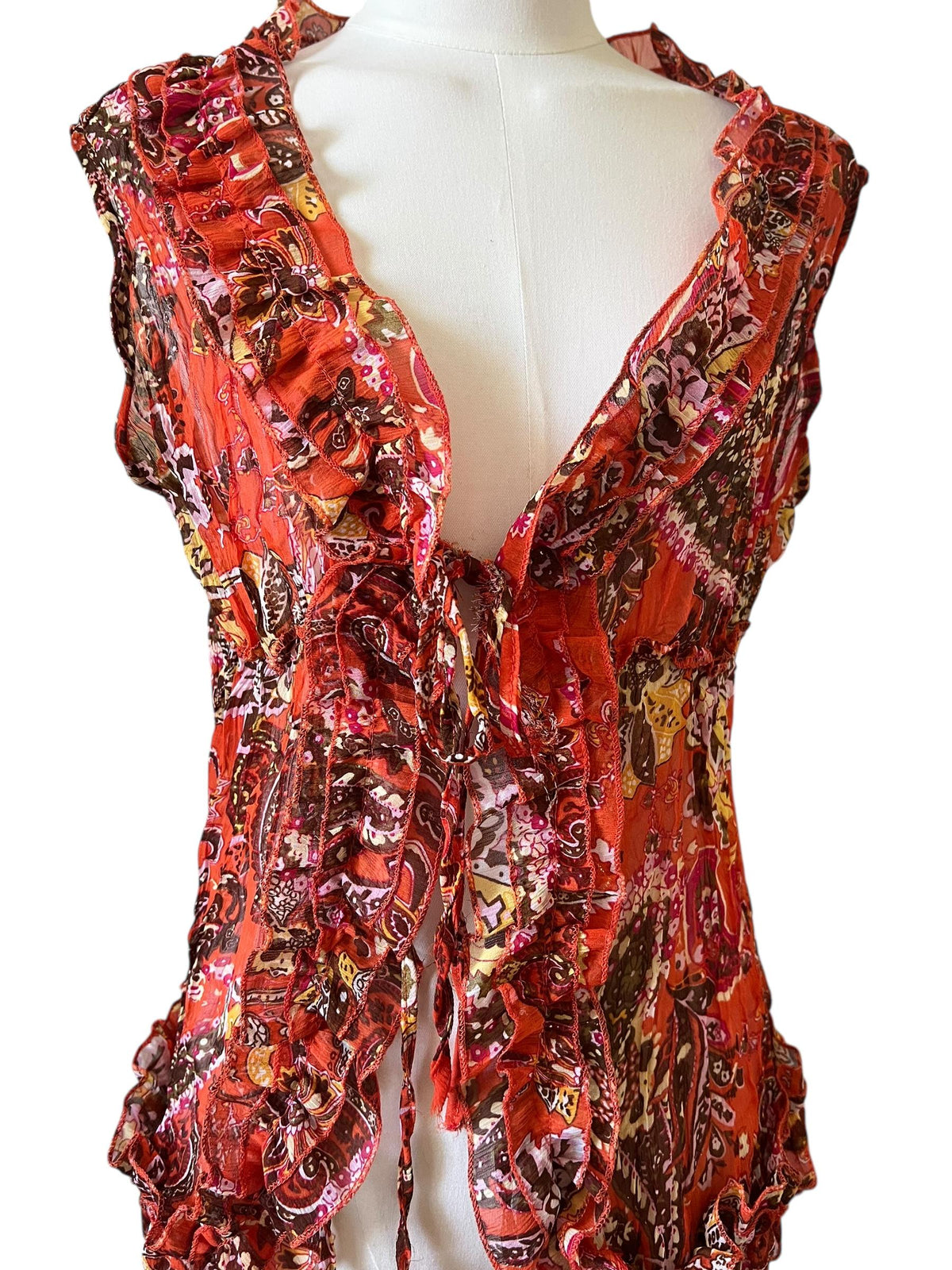 Camicia con ruffles stampata