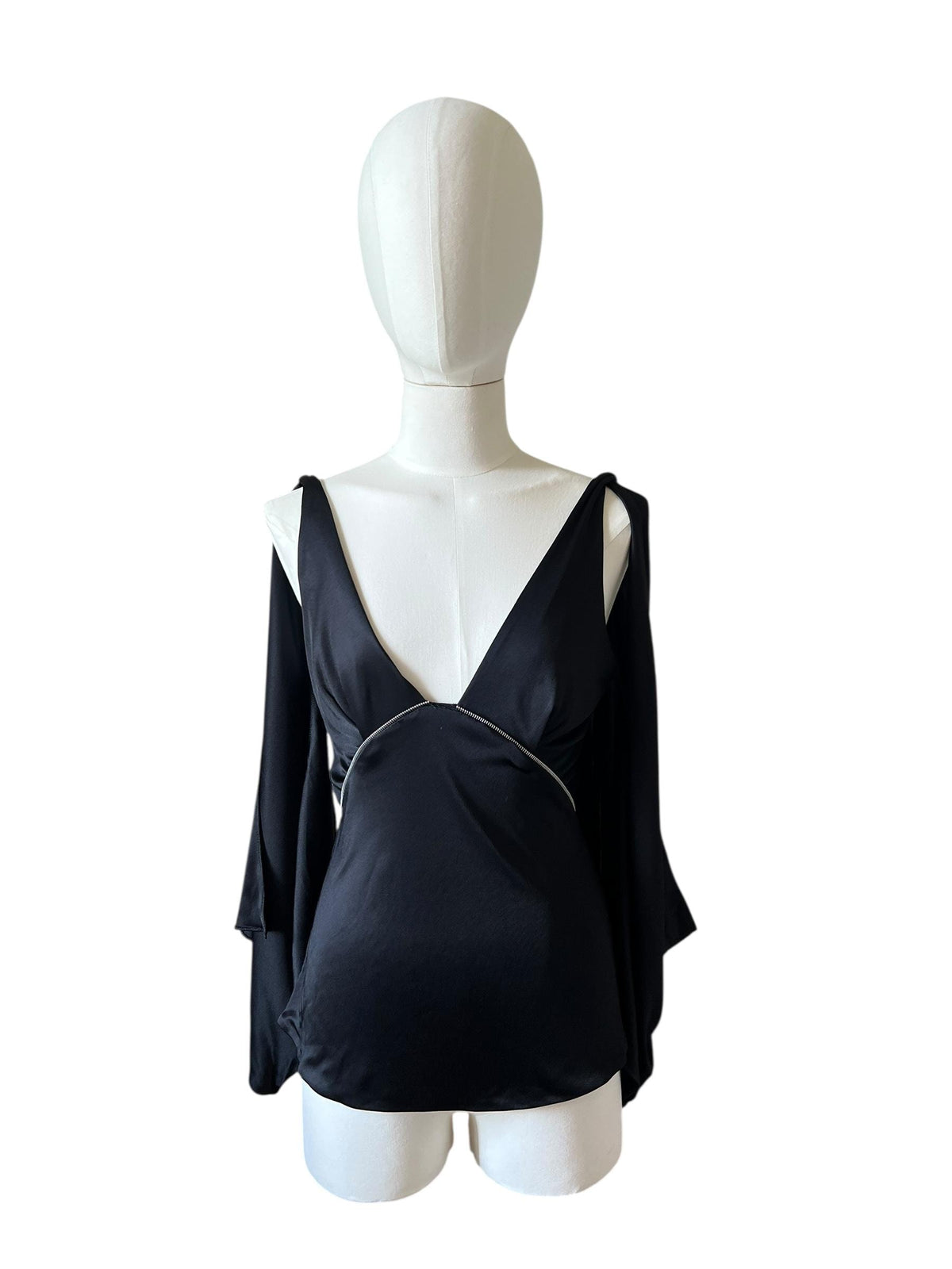Top drappeggiato in jersey lucido