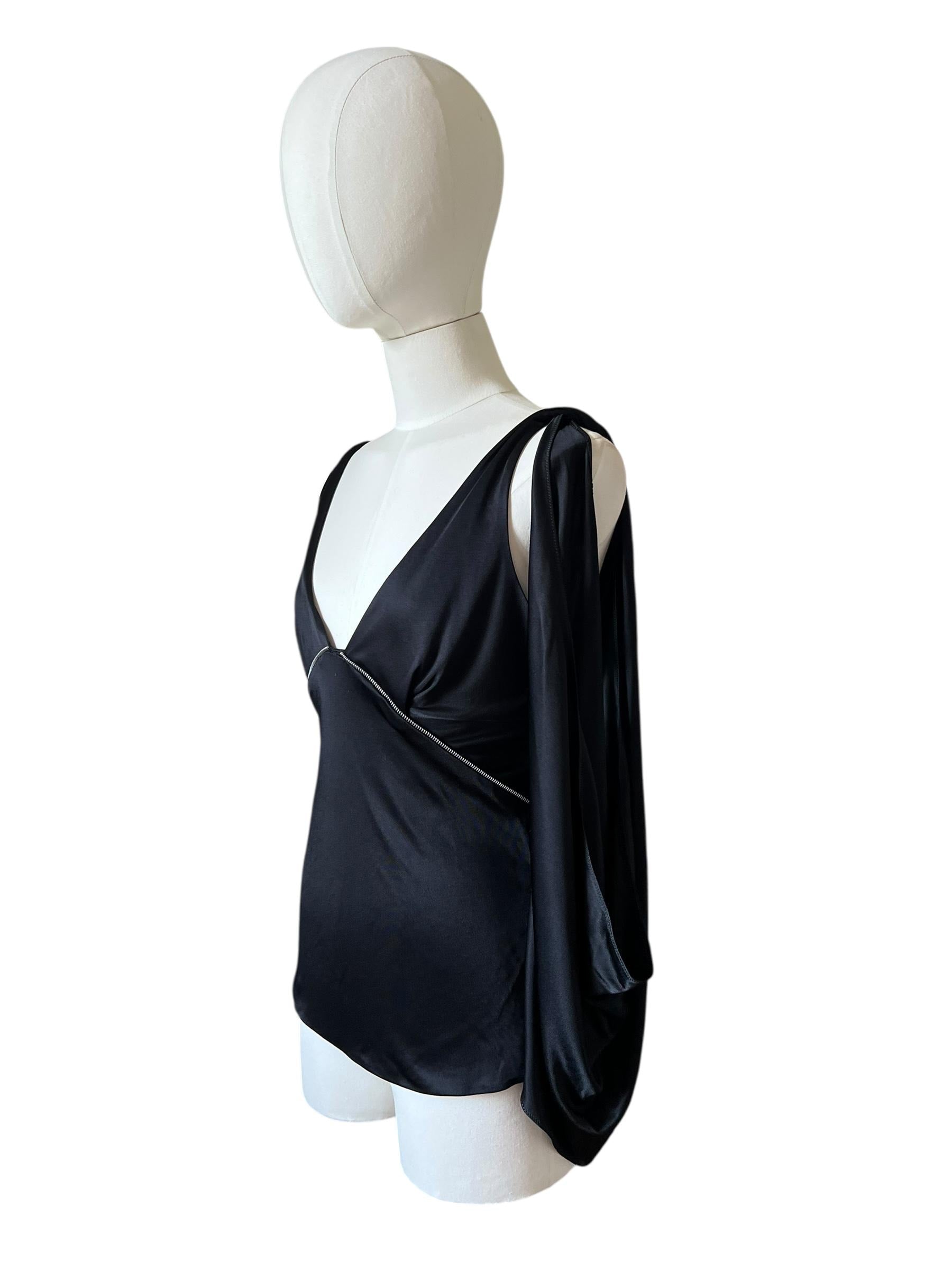 Top drappeggiato in jersey lucido