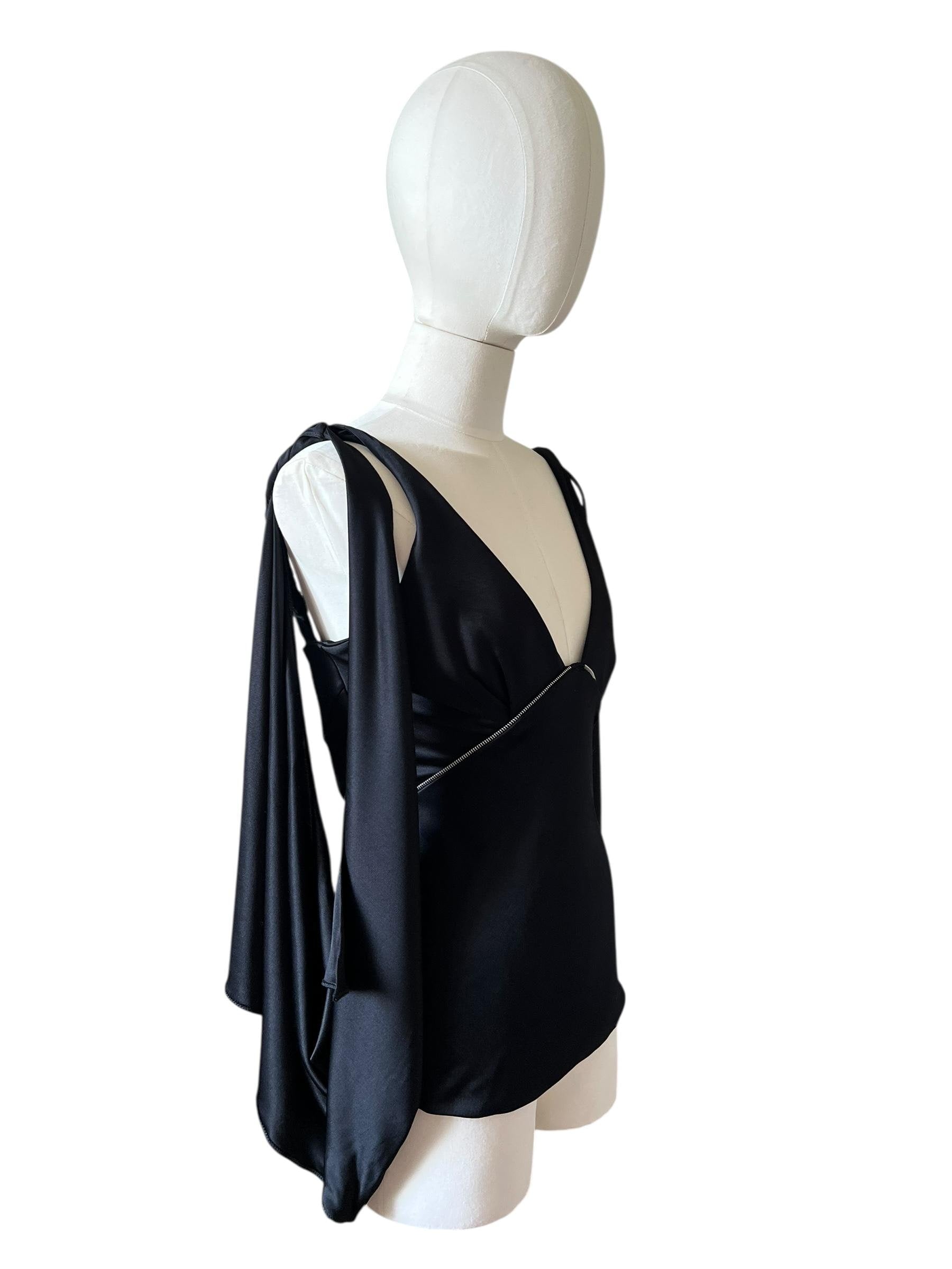 Top drappeggiato in jersey lucido