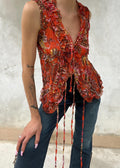 Camicia con ruffles stampata
