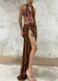 Gonna pareo vintage con stampa animali