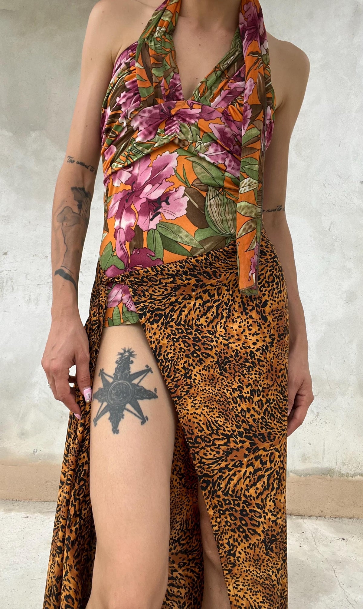 Gonna pareo vintage con stampa animali
