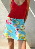Minigonna Vintage Floreale con Lacci Frontali