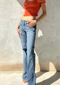 Top corto con maniche pizzo sangallo