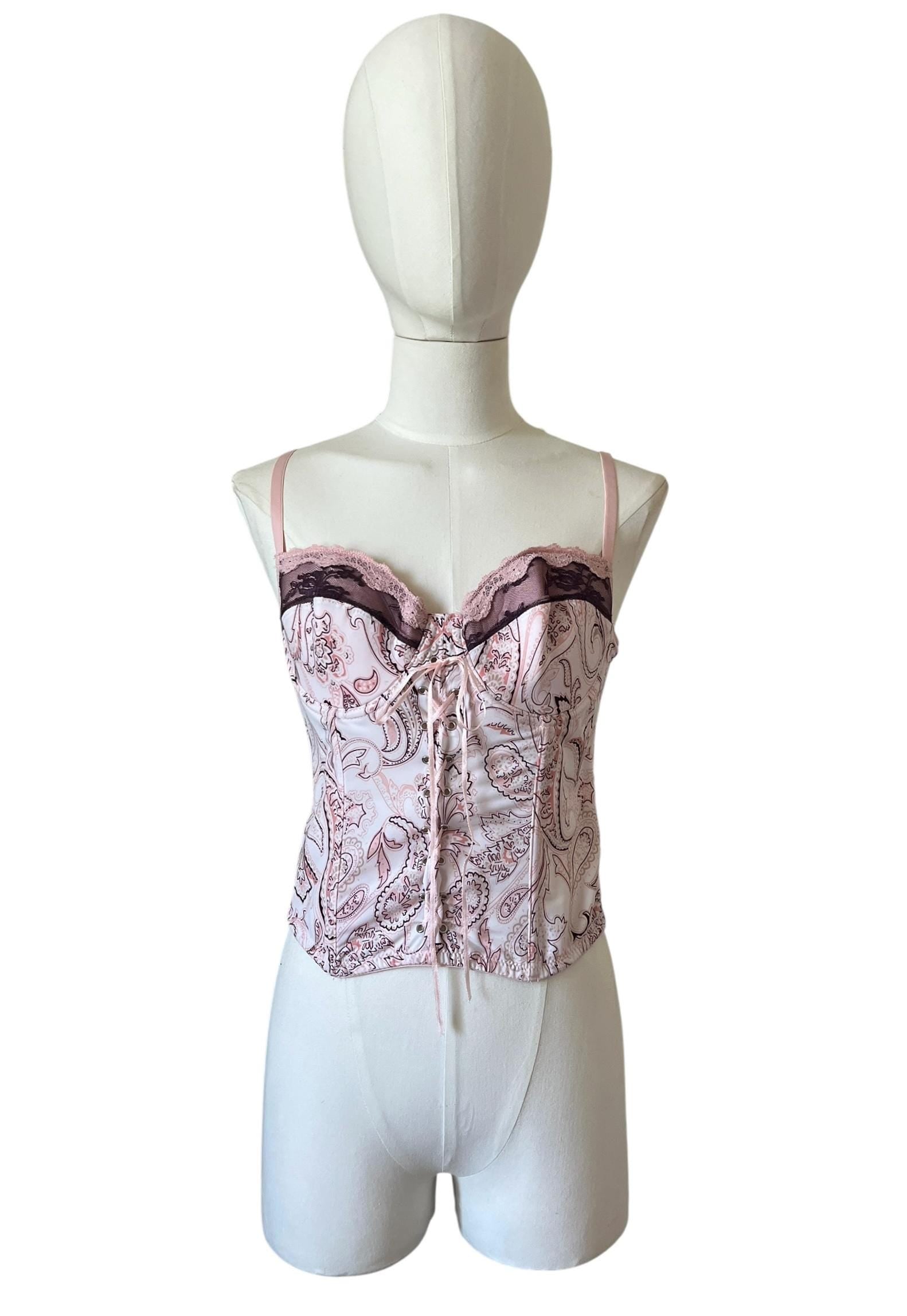 Corpetto Vintage Rosa Paisley con Pizzo