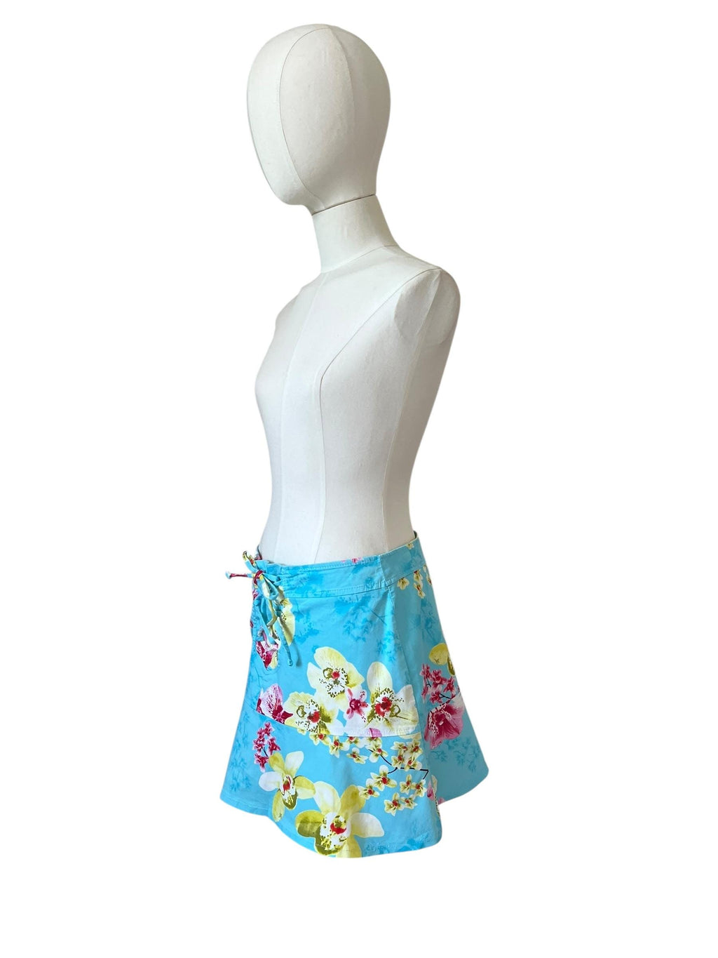 Minigonna Vintage Floreale con Lacci Frontali