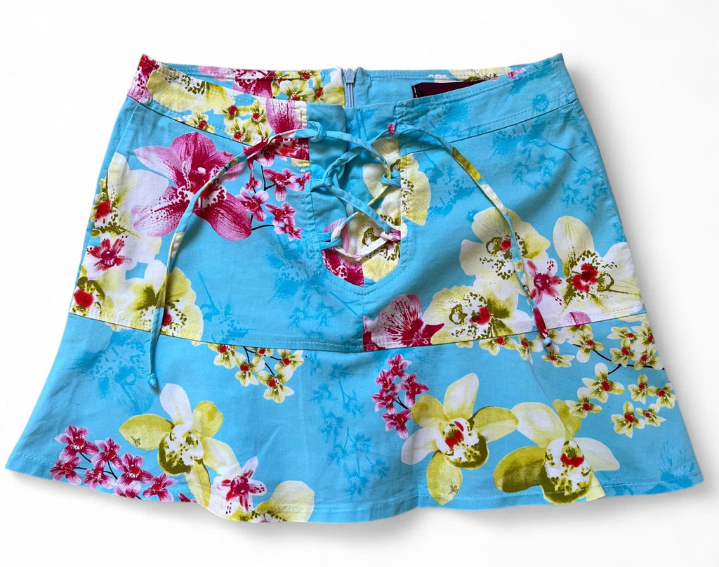Minigonna Vintage Floreale con Lacci Frontali