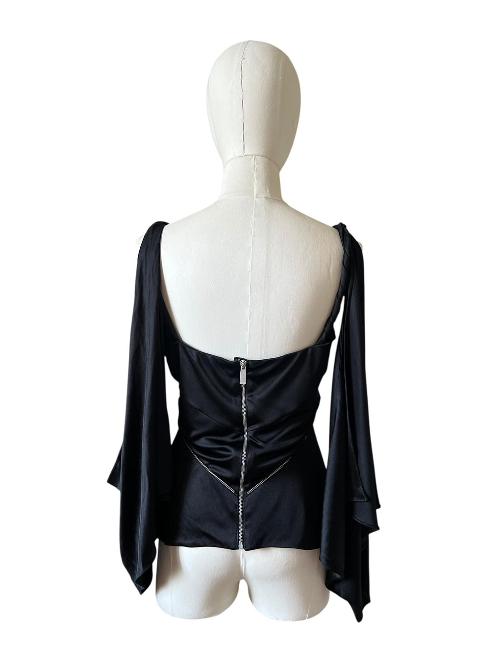 Top drappeggiato in jersey lucido