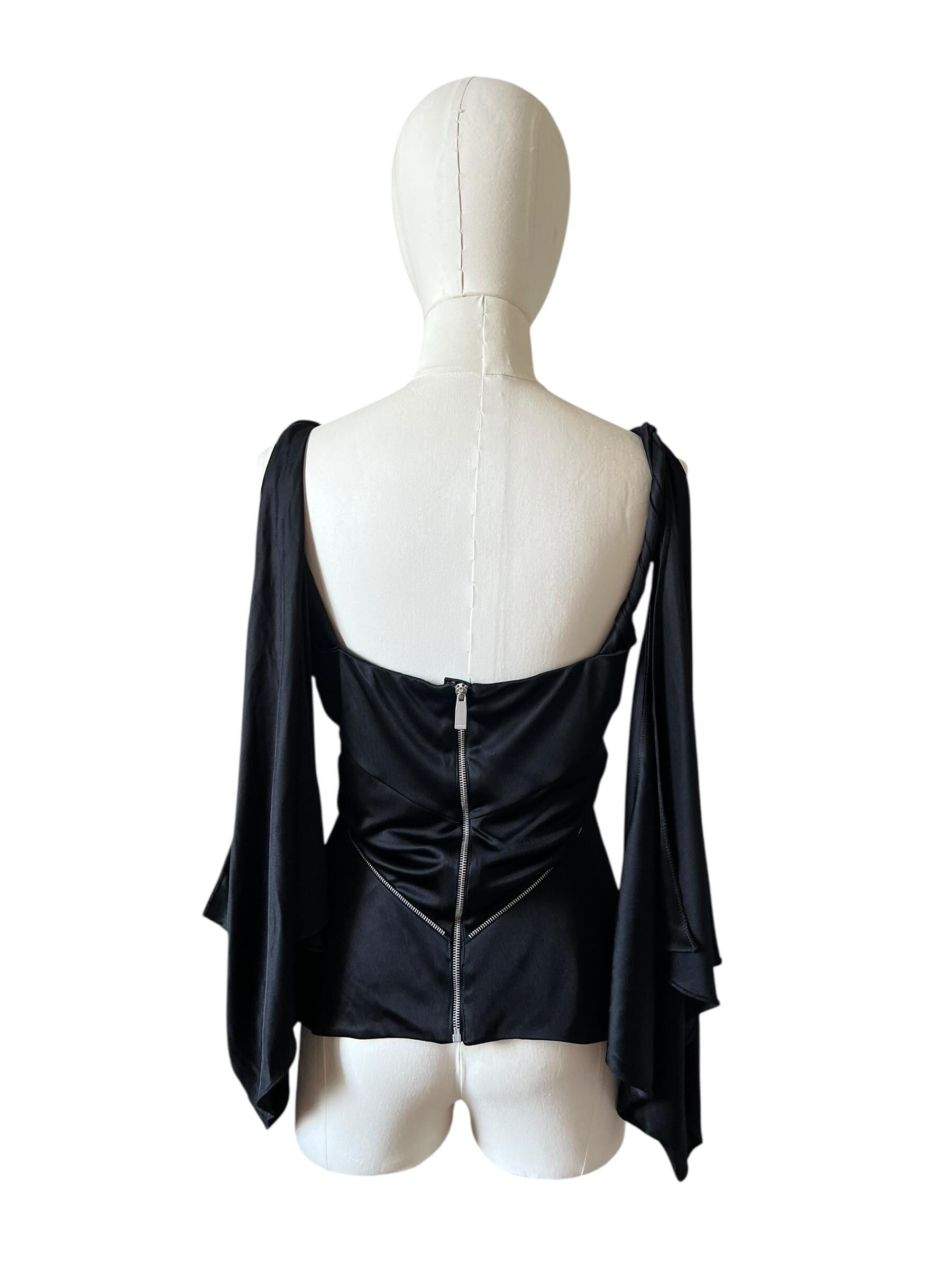 Top drappeggiato in jersey lucido