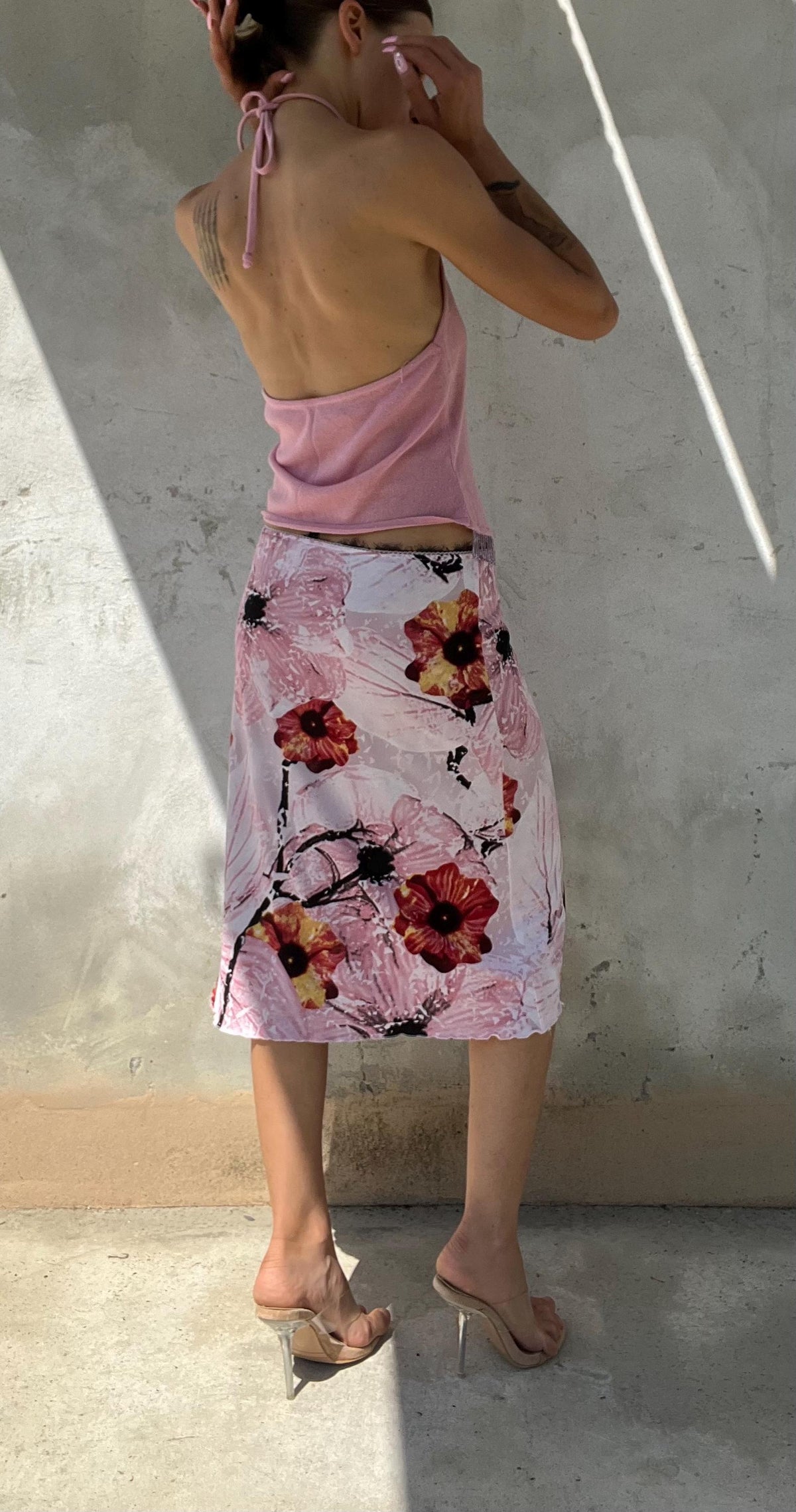 Gonna vintage stampata a fantasia floreale