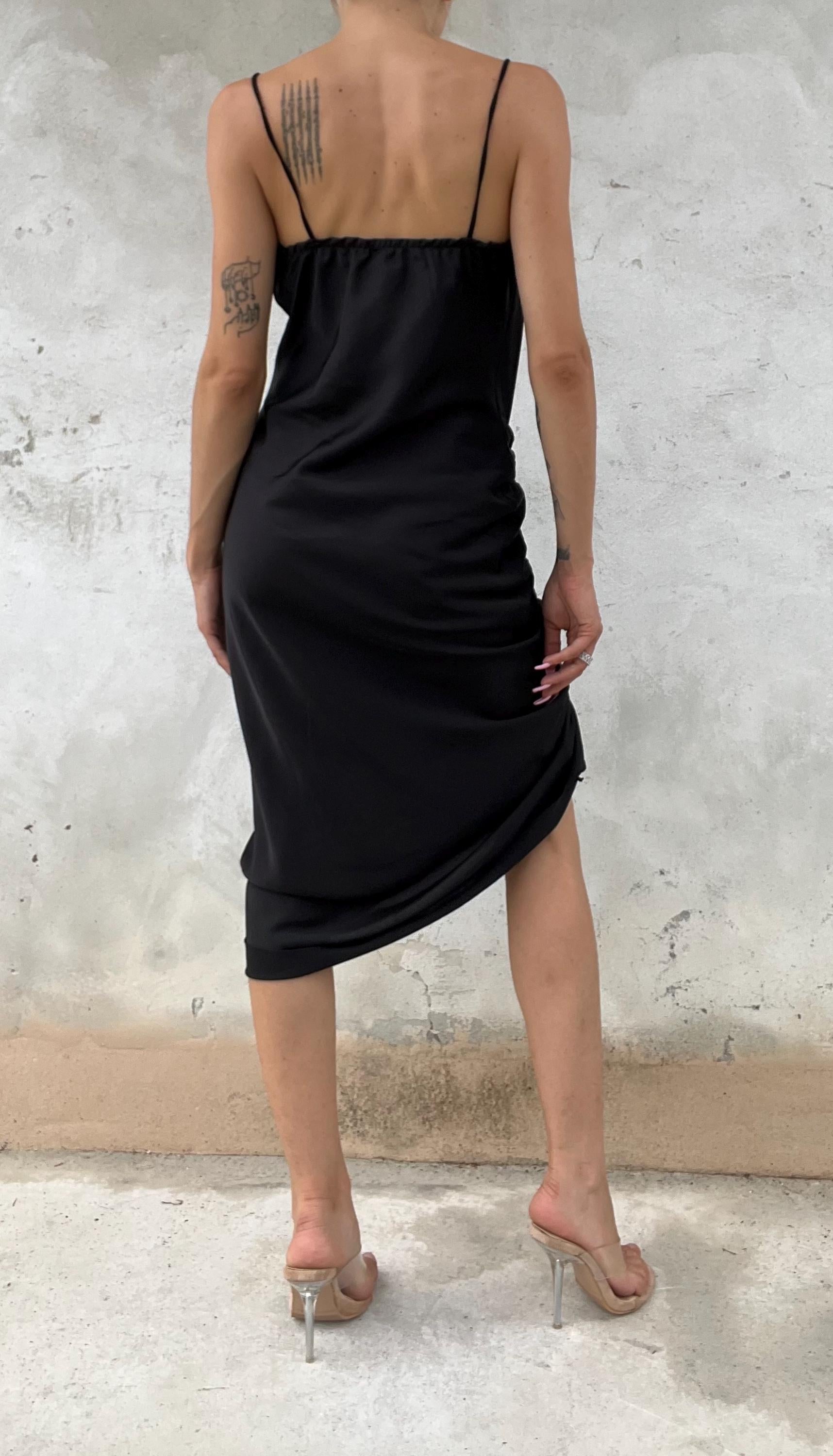 Abito vintage anni '90 con scollo morbido e fianco arricciato regolabile