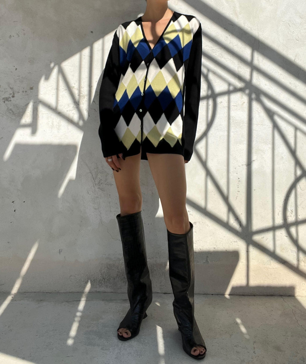 Cardigan vintage con classico motivo a rombi
