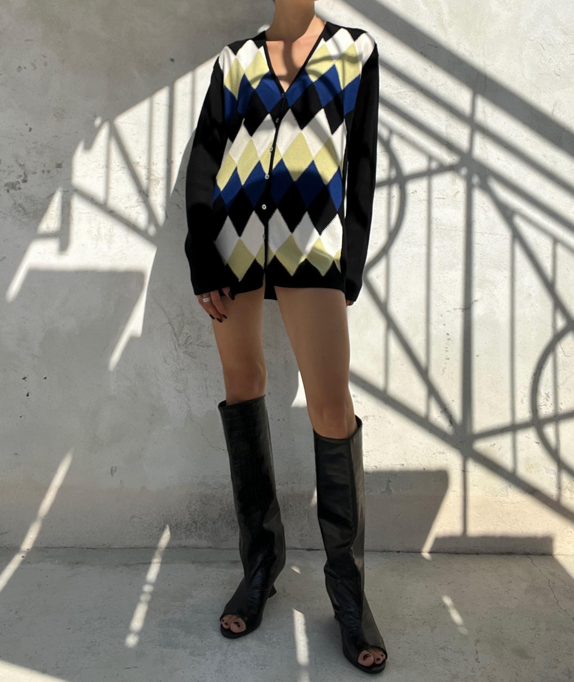 Cardigan vintage con classico motivo a rombi