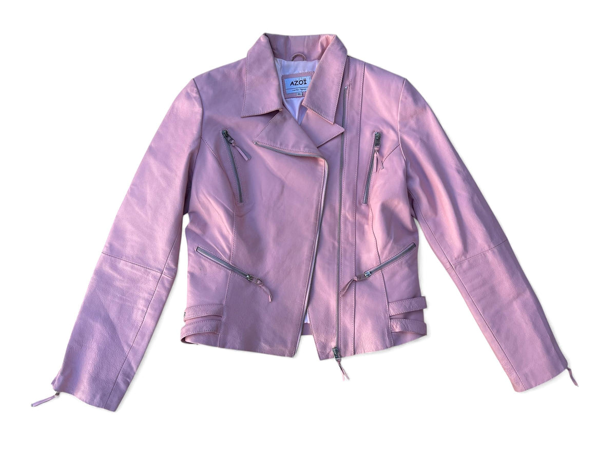 Chiodo vintage di pelle rosa