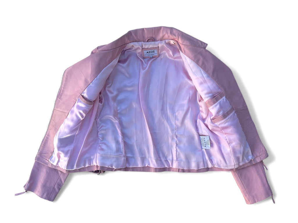 Chiodo vintage di pelle rosa