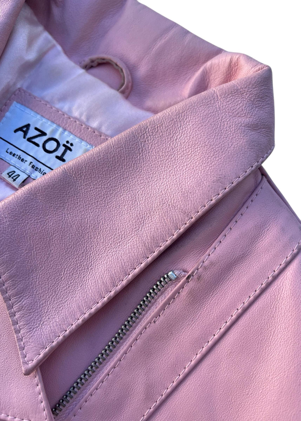 Chiodo vintage di pelle rosa