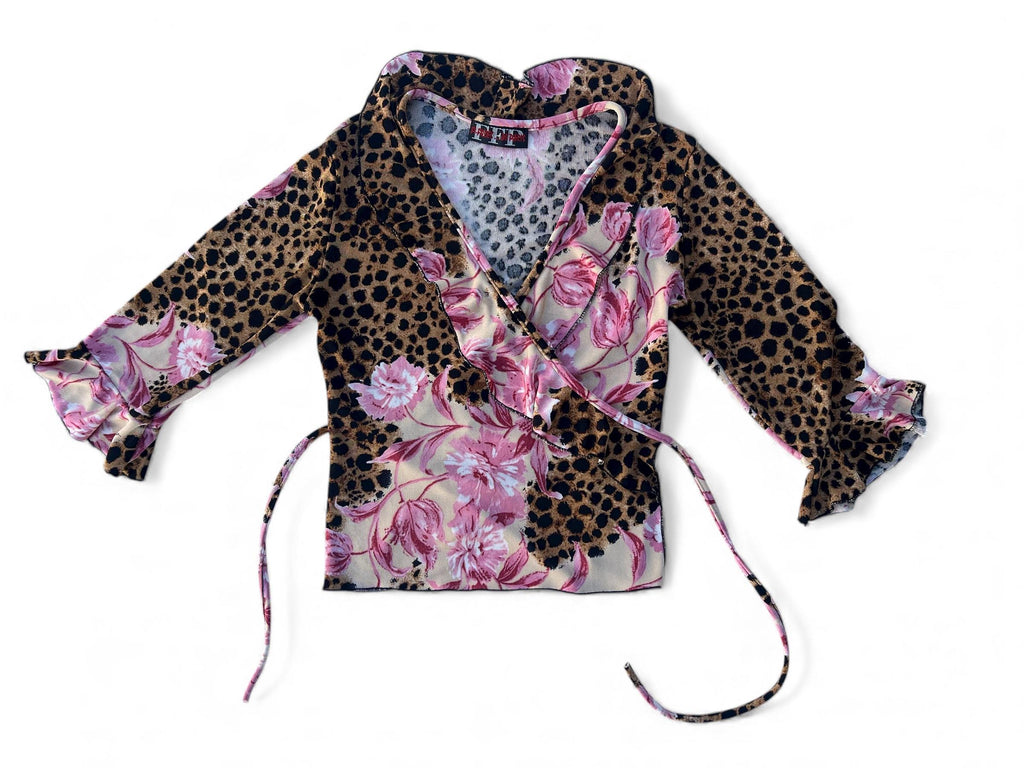 Top vintage incrociato leopardato
