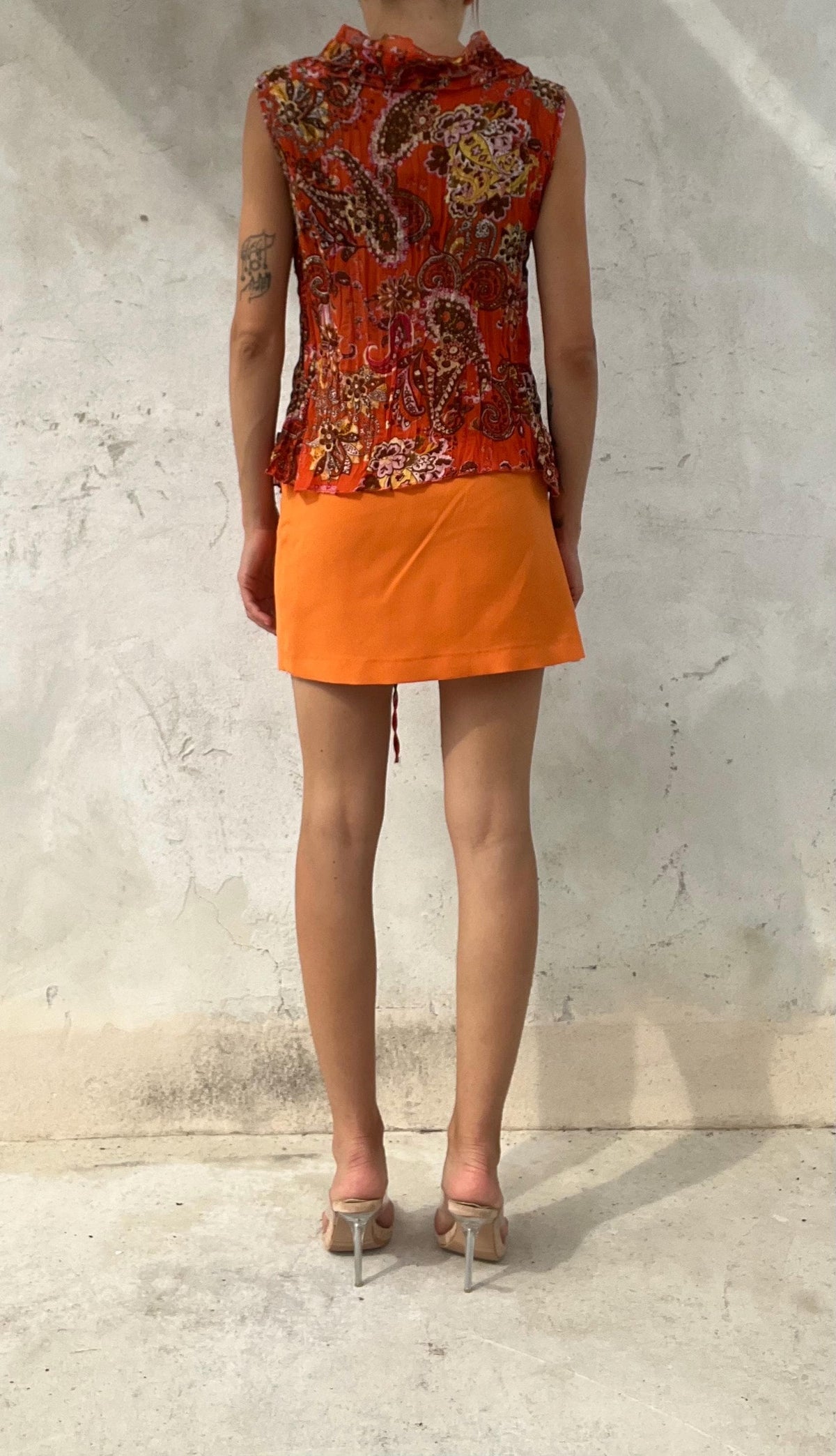 Minigonna vintage arancione a vita alta