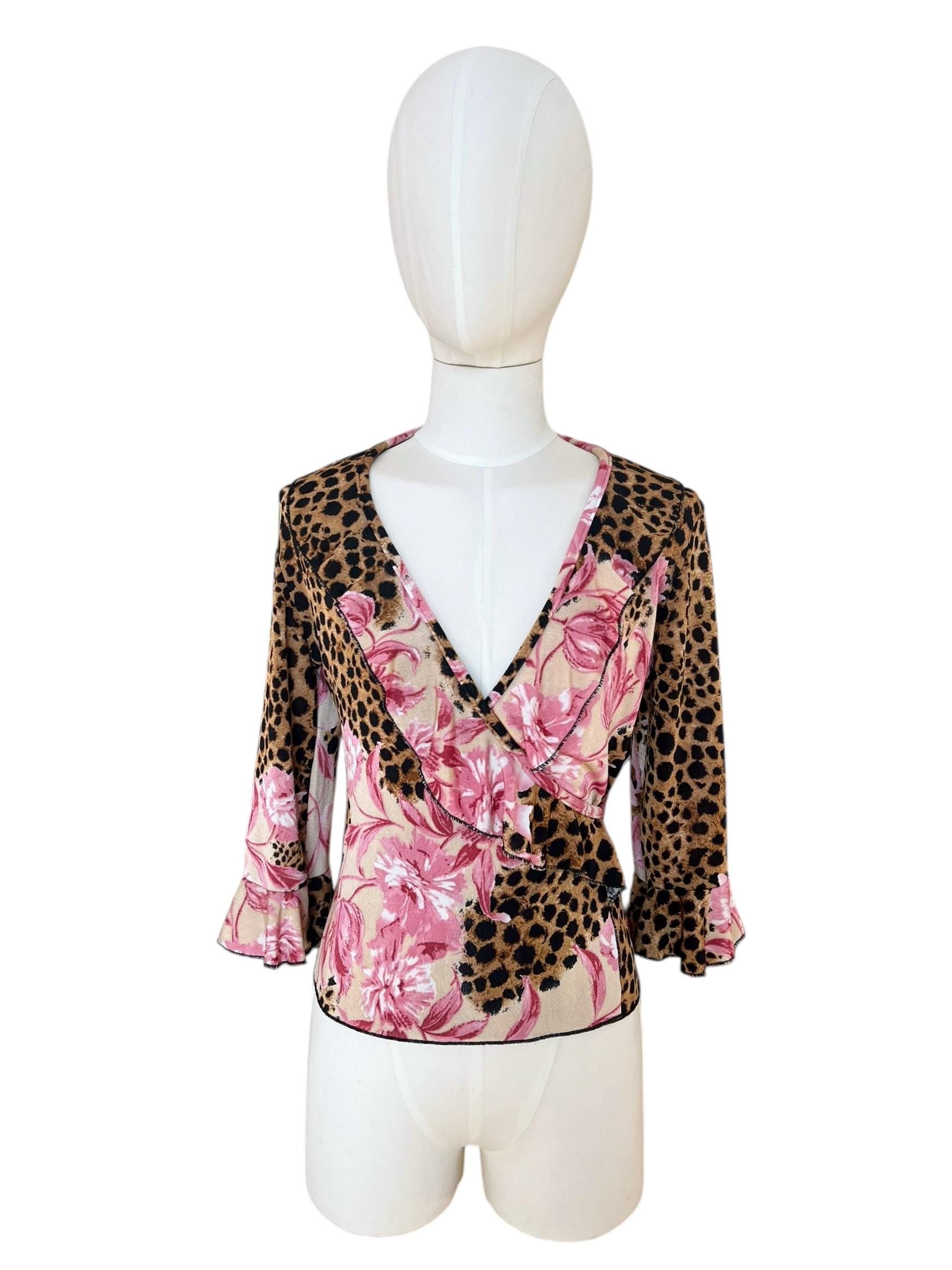 Top vintage incrociato leopardato