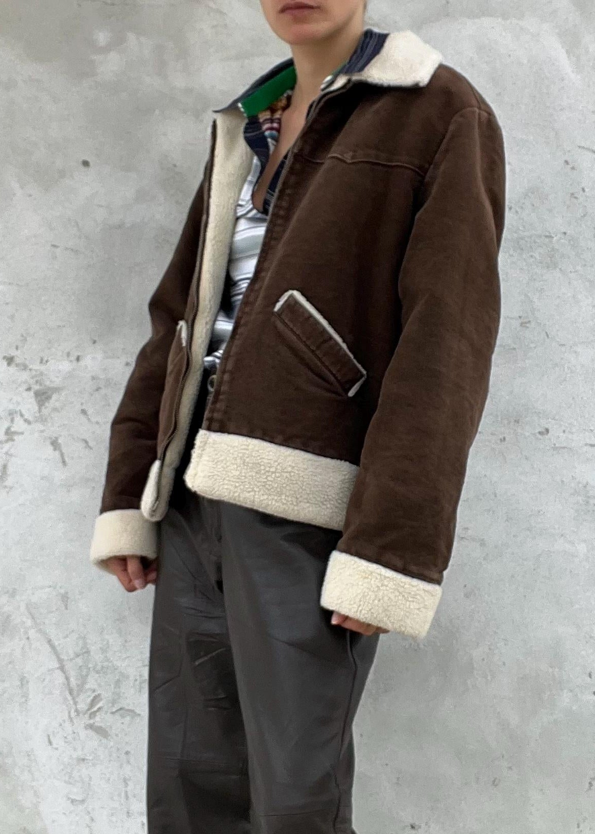 Shearling marrone di cotone