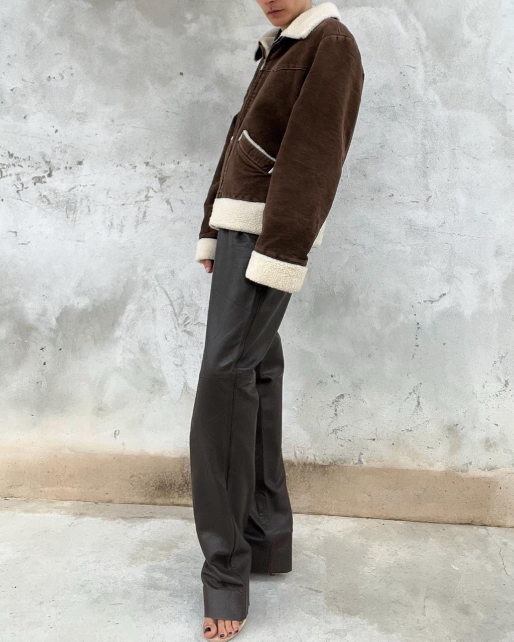 Shearling marrone di cotone