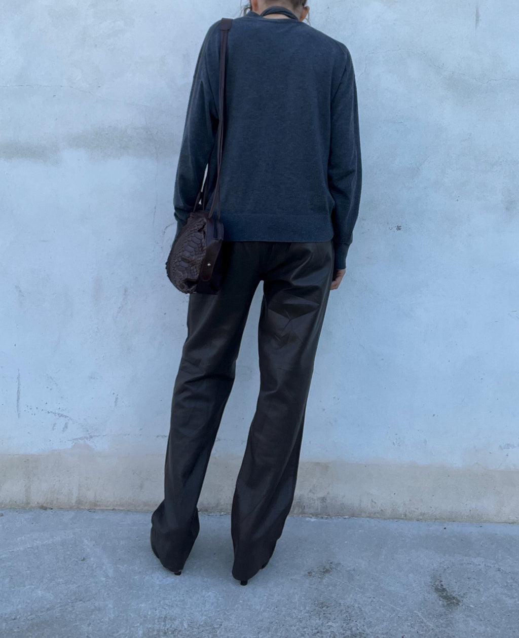 Pantaloni vintage in pelle marrone